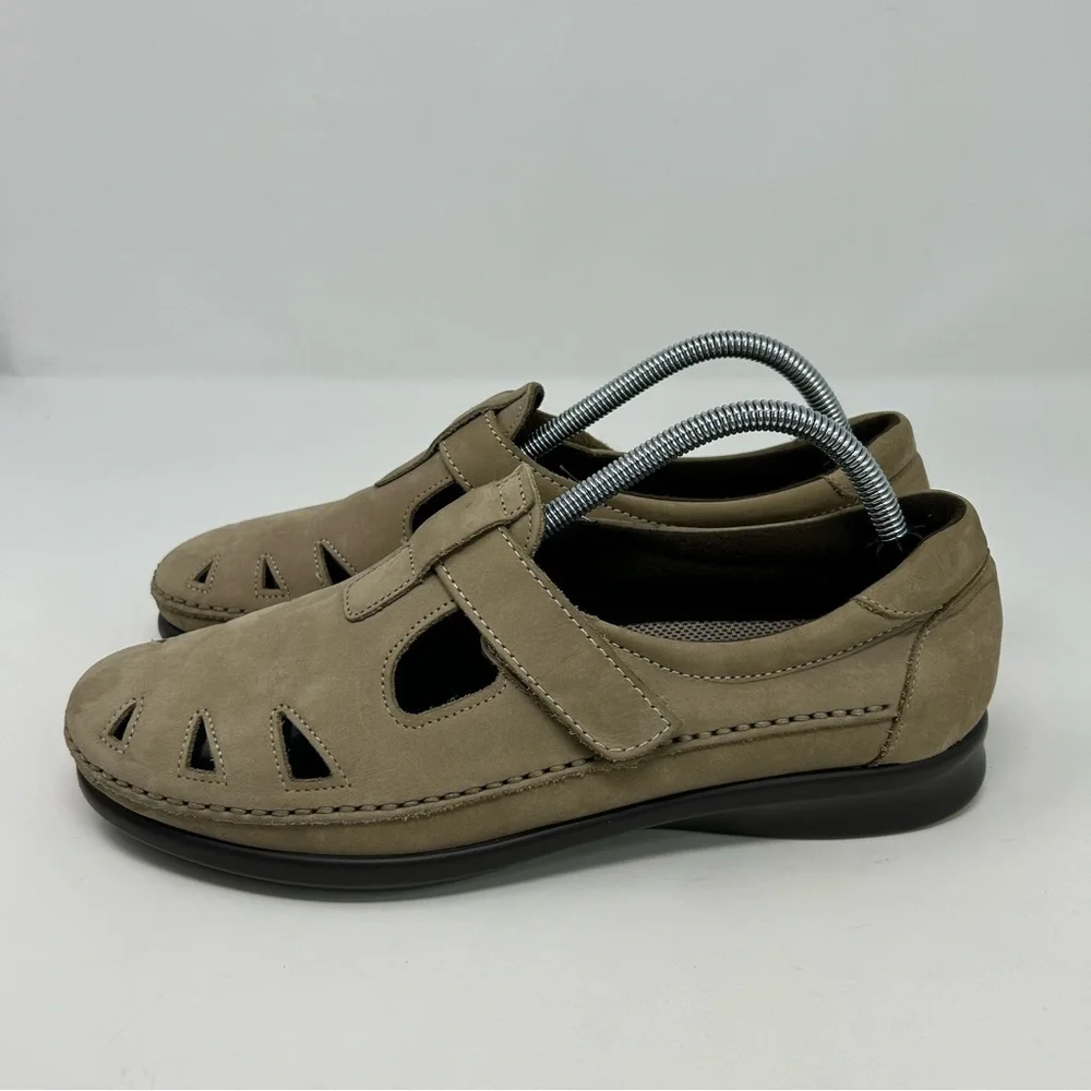 SAS Roamer Sage Beige Leather Walking Shoe Loafers Size 11 N Comfort Active